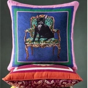 Anthropologie x Raphael Balme Pillow Frenchie Dog NWT Sold Out 18”x18”